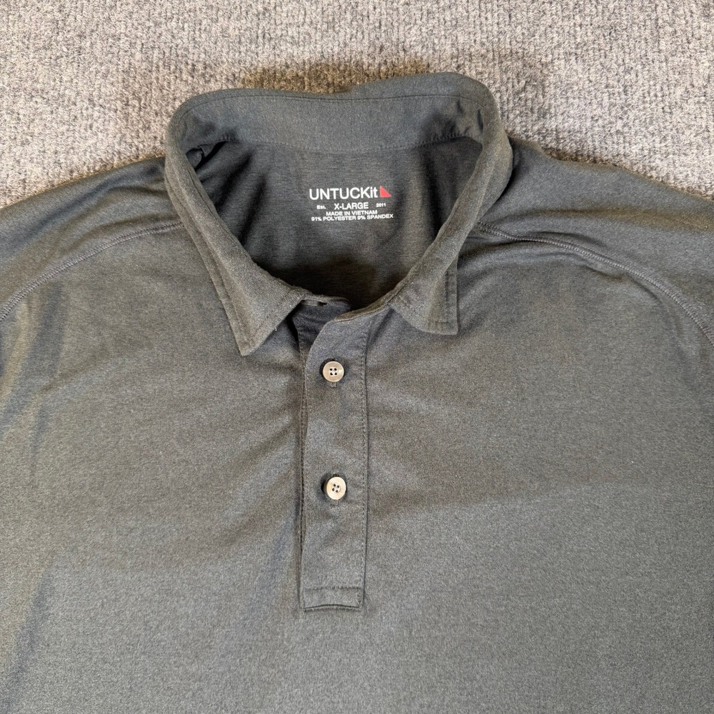 UNTUCKit Mens XL Performance Polo Shirt Charcoal Gray Short Sleeve Stretch #3993